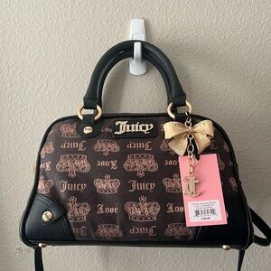 Juicy Couture Black and Brown Satchel with Gold Accents